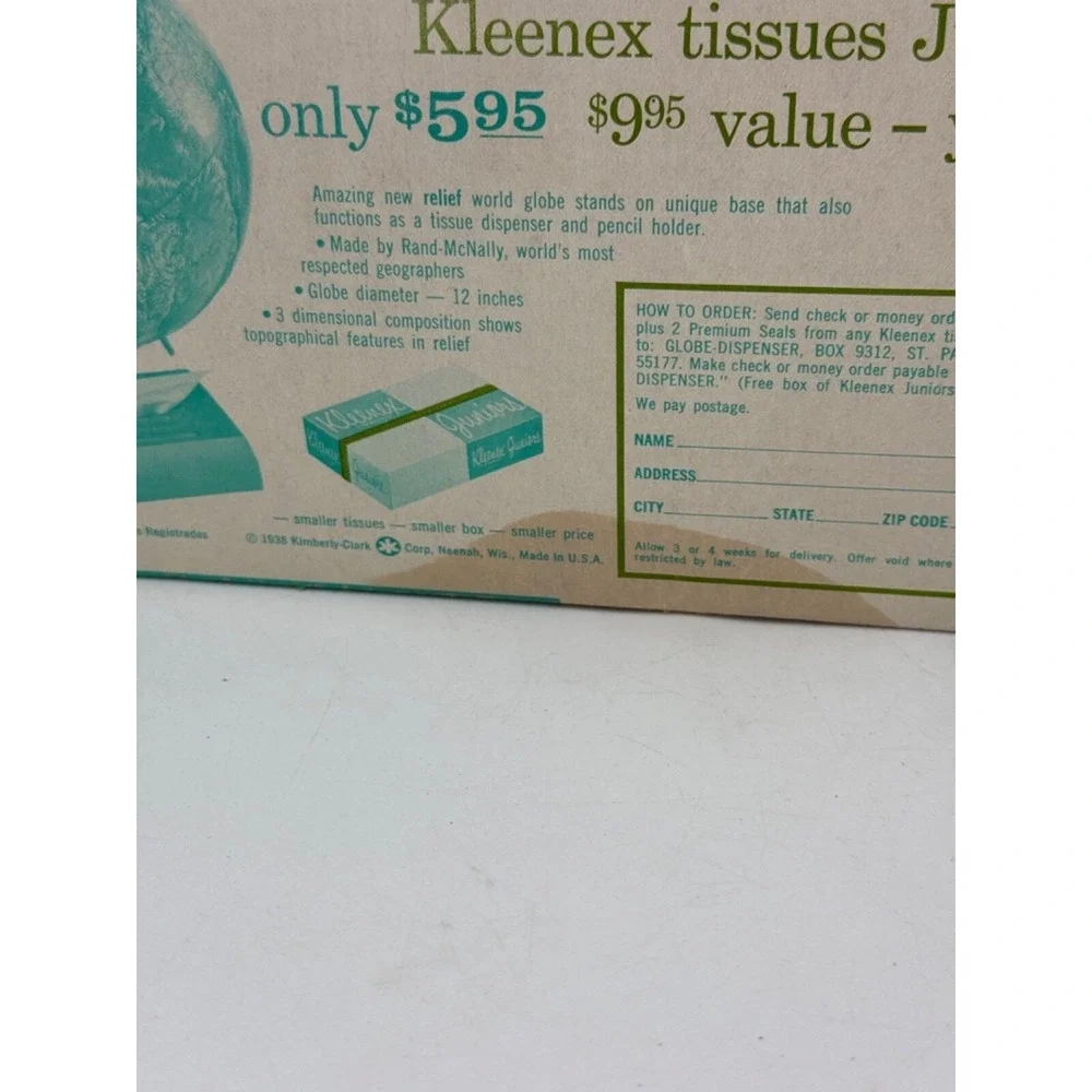 Vintage Kleenex Tissues‎ Pure White 1938 SIZE 9.33